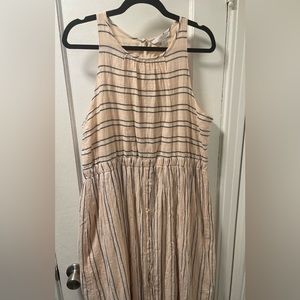 Never worn Lauren Conrad striped linen size xl maxi dress with pockets